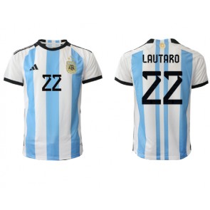 Argentina Lautaro Martinez #22 Hemmatröja VM 2022 Kortärmad